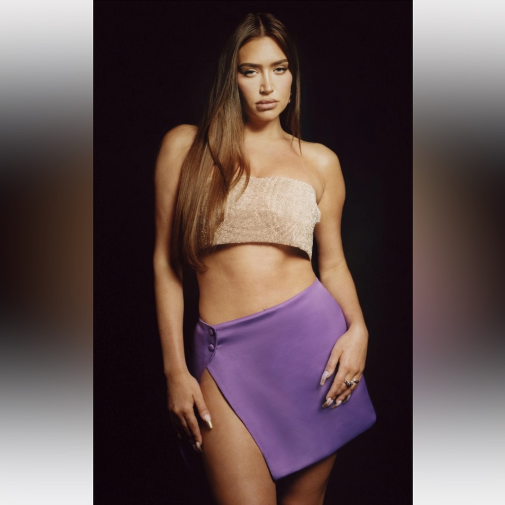 Meshki satin mini skirt